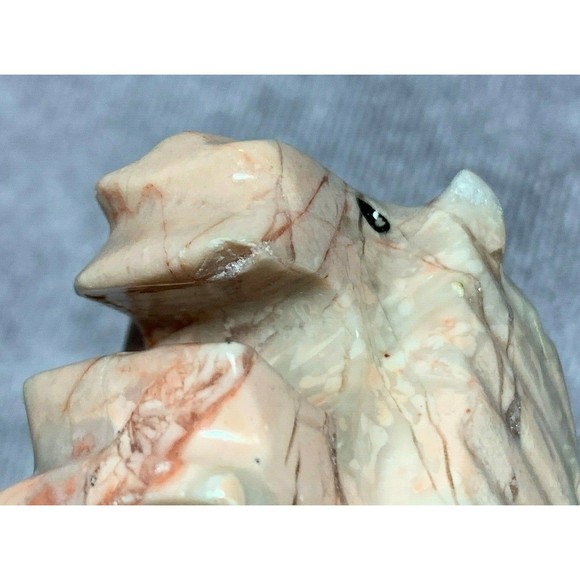 Vintage Carved Pink Marble Onyx Stone Lion Sculpture Figurine 4.5" x 2.75" x 1" - Picture 8 of 9
